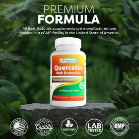 Best Naturals Quercétine avec Bromélaïne 800mg gélules sur une table