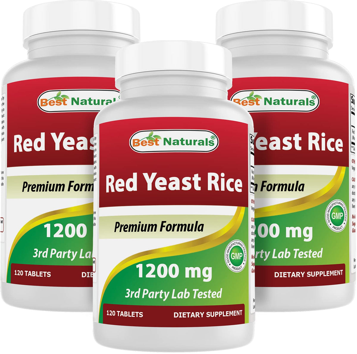 Best Naturals Riz Rouge 1200 mg 120 comprimés, vue de face