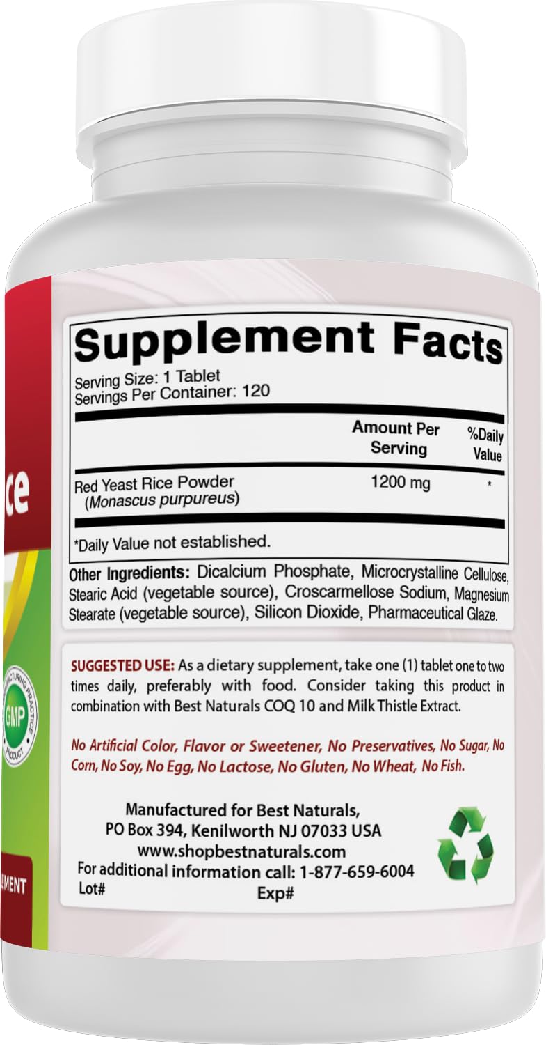Best Naturals Riz Rouge 1200 mg comprimés dans une main