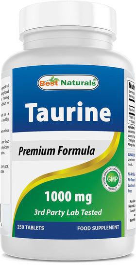Best Naturals Taurine 1000 mg 250 comprimés vue de face