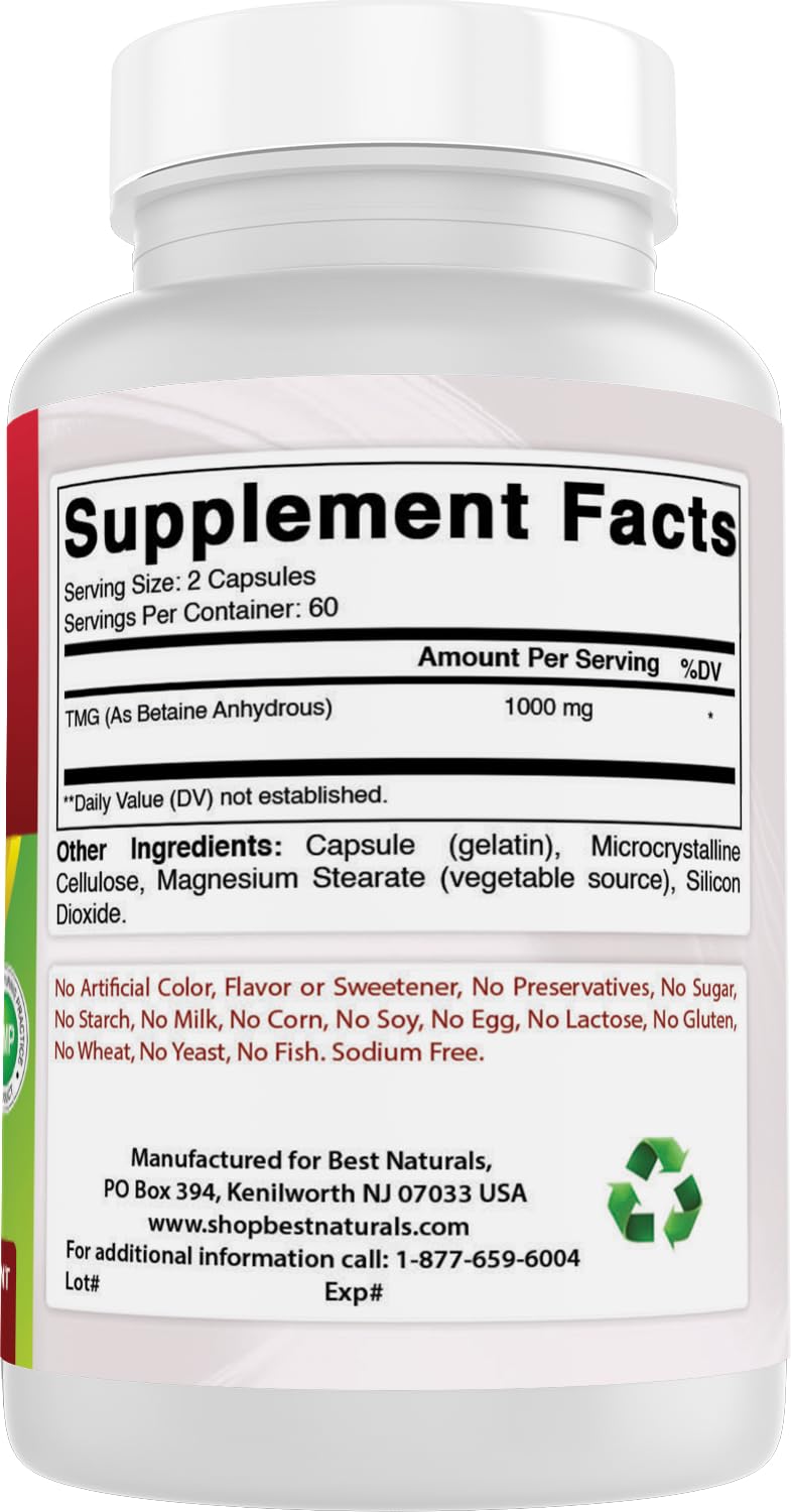Best Naturals TMG Triméthylglycine en utilisation sur une table