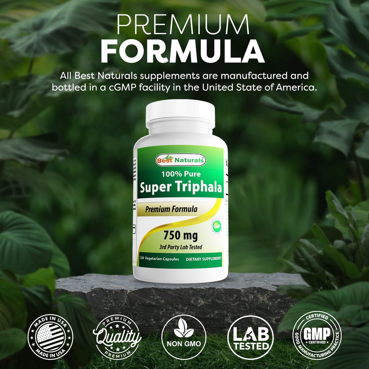 Best Naturals Triphala 750 mg 120 Vcaps vue de dos