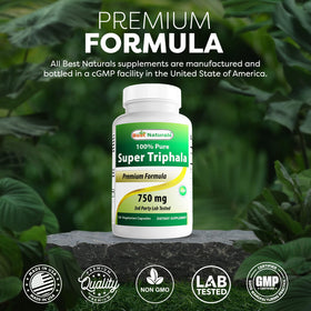 Best Naturals Triphala 750 mg 120 Vcaps vue de dos