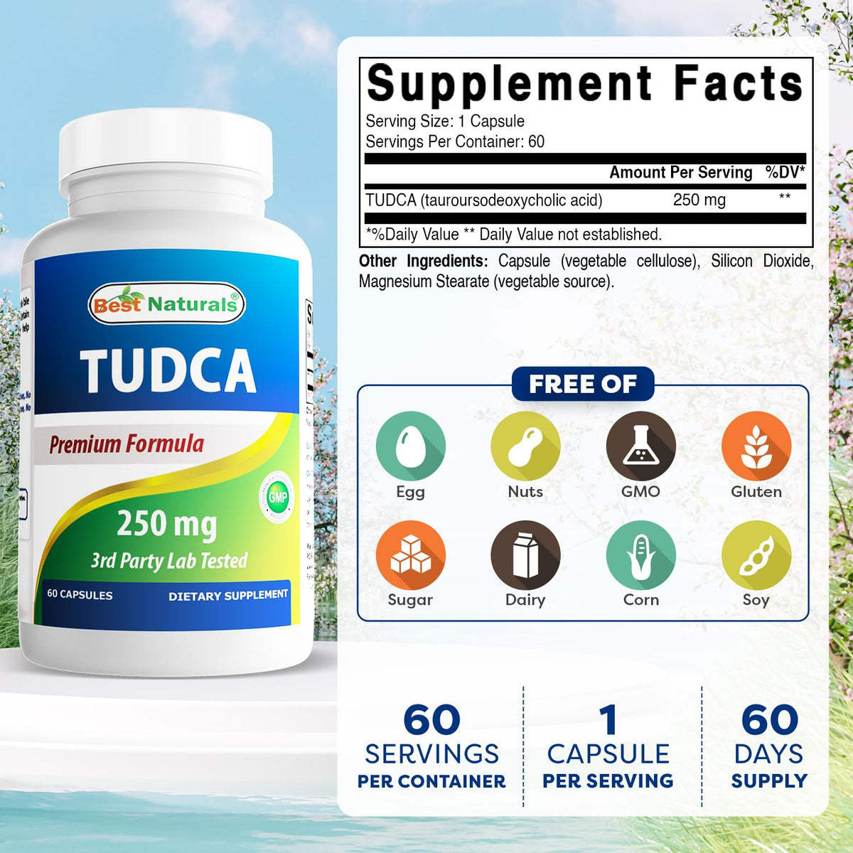 Best Naturals TUDCA 250mg flacon vue de côté