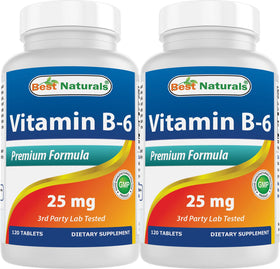 Best Naturals Vitamine B6 25mg 120 comprimés en bouteille