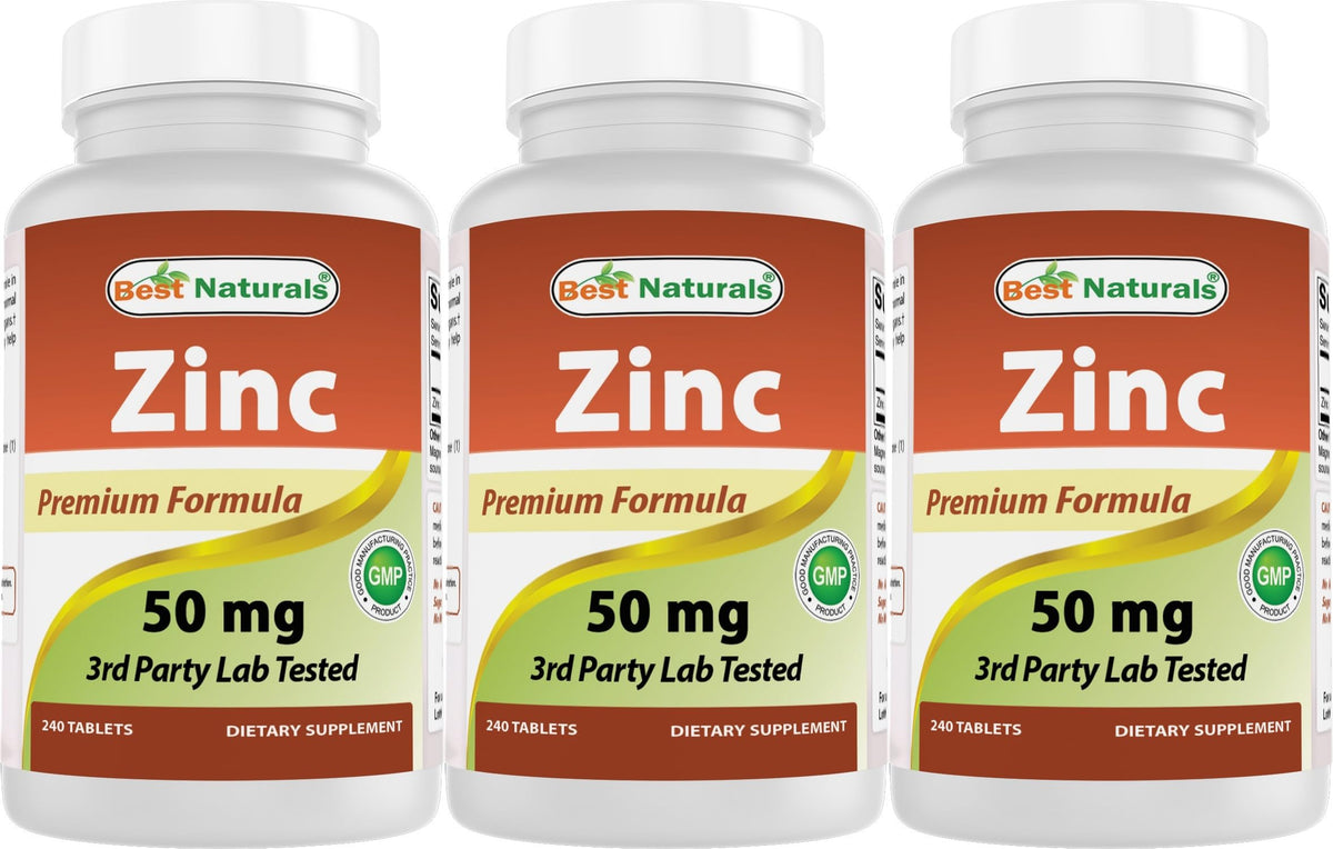 Best Naturals Zinc Gluconate 50mg 240 comprimés - vue de face