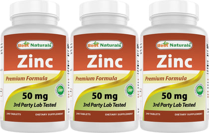 Best Naturals Zinc Gluconate 50mg 240 comprimés - vue de face