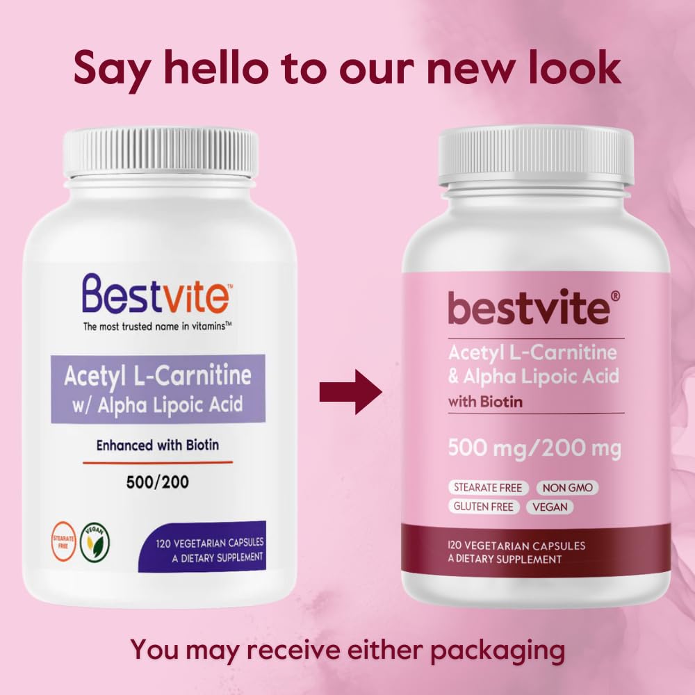 BESTVITE Acétyl L-Carnitine 500mg et Acide Alpha-Lipoïque 200mg avec gélules à côté