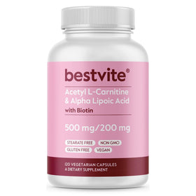 BESTVITE Acétyl L-Carnitine 500mg et Acide Alpha-Lipoïque 200mg devant de l'emballage