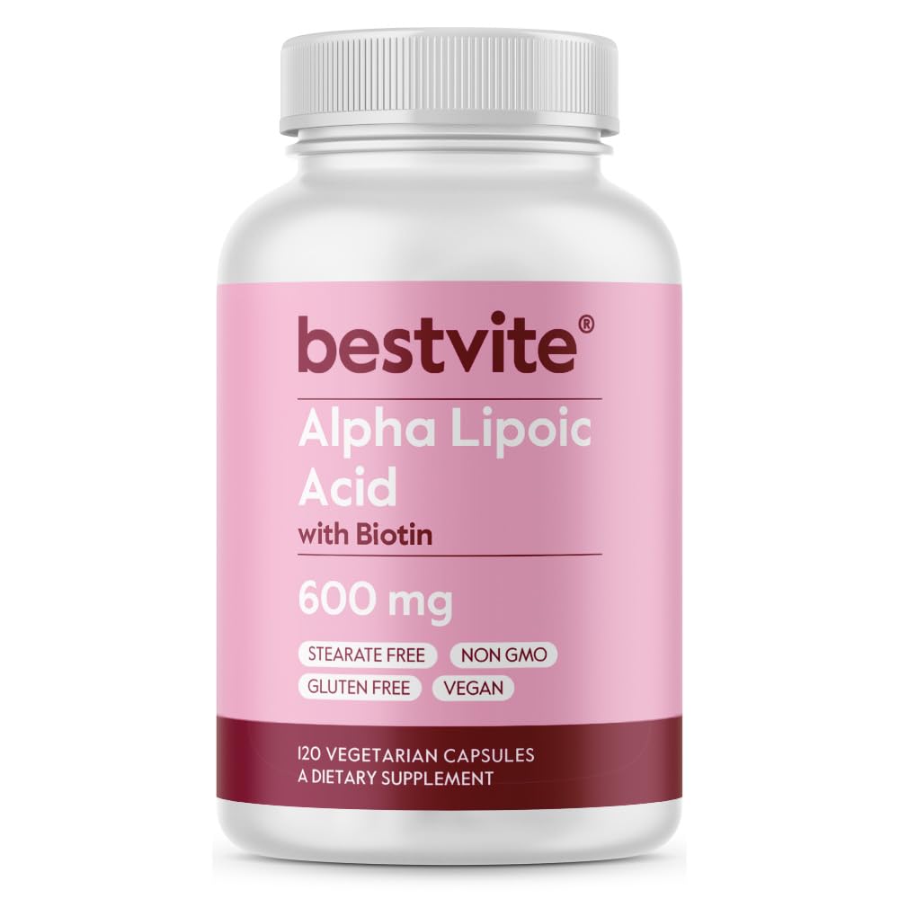 BESTVITE Acide Alpha Lipoïque 600mg 120 capsules végétales, vue de face
