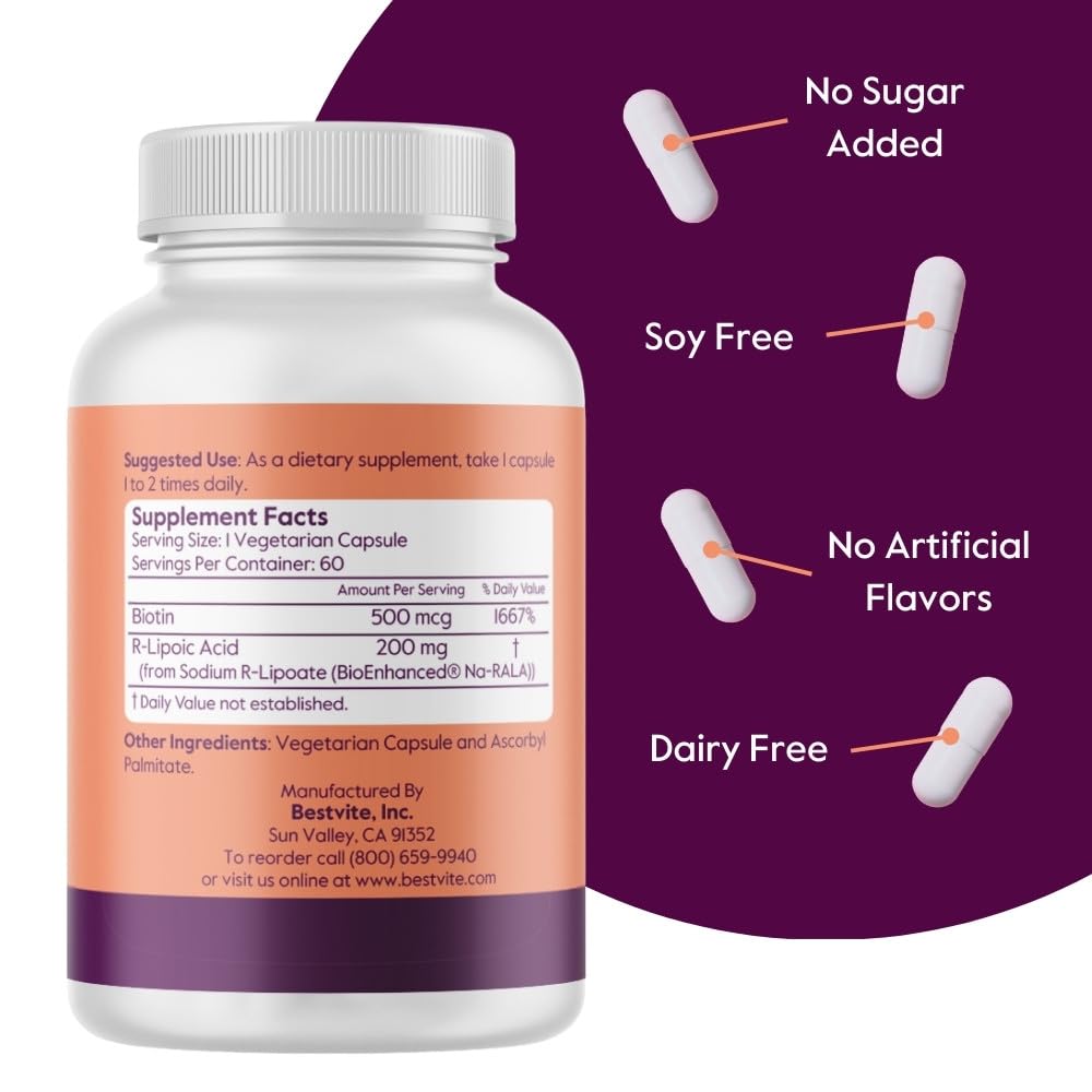 BESTVITE Acide R-Lipoïque 200mg gélules végétales packaging