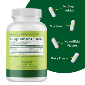 BESTVITE Artemisinin 100mg 120 Veg Caps - étiquette du produit