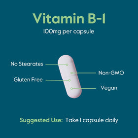 BESTVITE B-1 100mg, capsules végétales avec étiquette visible
