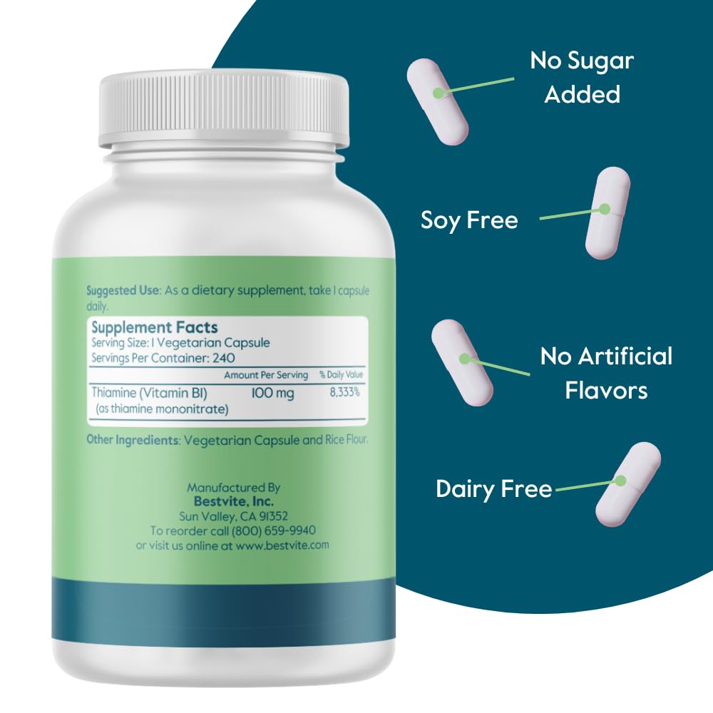 BESTVITE B-1 100mg capsules végétales, vue de côté