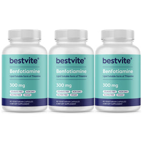 BESTVITE Benfotiamine 300mg 180 Veg Caps devant l'emballage