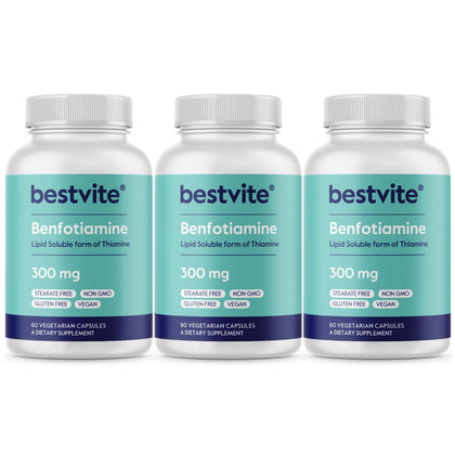 BESTVITE Benfotiamine 300mg 180 Veg Caps devant l'emballage