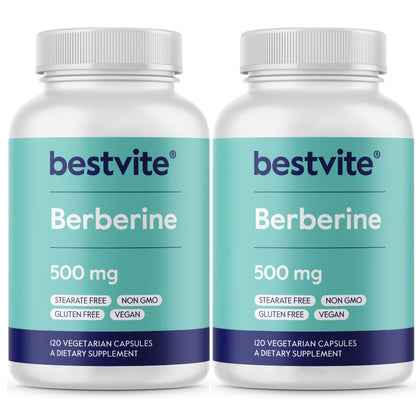 BESTVITE Berberine 500mg 240 Veg Caps bouteille vue de face