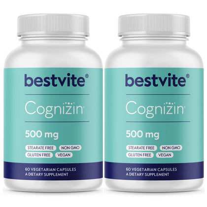 BESTVITE Cognizin Citicoline 500mg 120 Veg Caps vue de face