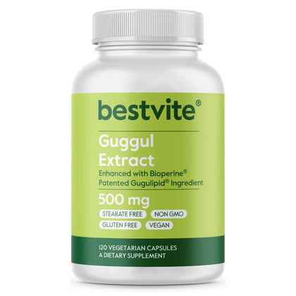 BESTVITE Extrait de Guggul 500mg - vue de l'avant du flacon