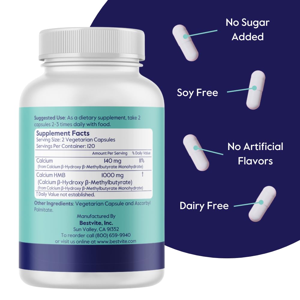BESTVITE HMB 1000mg 240 gélules végétales vue arrière