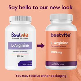 BESTVITE L-Arginine 1000mg près d'une bouteille d'eau