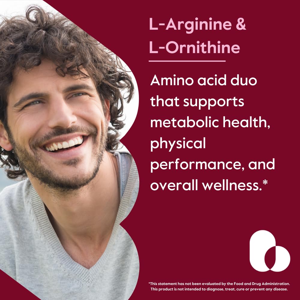 BESTVITE L-Arginine L-Ornithine Capsules sur une table