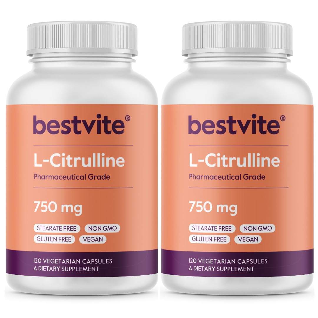 BESTVITE L-Citrulline 750mg 240 capsules végétariennes, vue de l'emballage