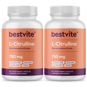 BESTVITE L-Citrulline 750mg 240 capsules végétariennes, vue de l'emballage