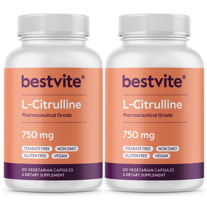 BESTVITE L-Citrulline 750mg 240 capsules végétariennes, vue de l'emballage
