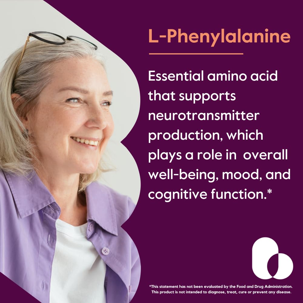 BESTVITE L-Phenylalanine 500mg 120 Veg Caps - vue arrière avec ingrédients