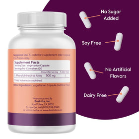BESTVITE L-Phenylalanine 500mg - capsules végétales dans une main