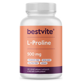 BESTVITE L-Proline 500mg 120 Veg Caps packaging front view
