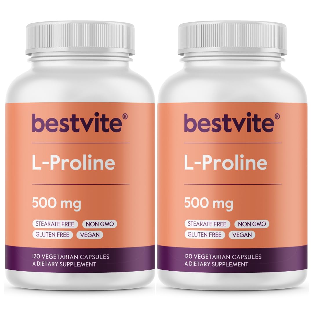 BESTVITE L-Proline 500mg 240 capsules végétariennes vue de face