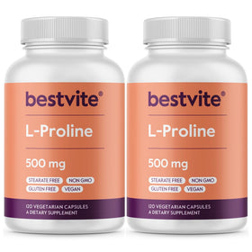 BESTVITE L-Proline 500mg 240 capsules végétariennes vue de face