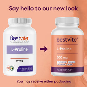 BESTVITE L-Proline 500mg étiquette de qualité