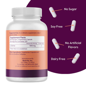 BESTVITE L-Serine 500mg 120 Veg Caps bottle with label