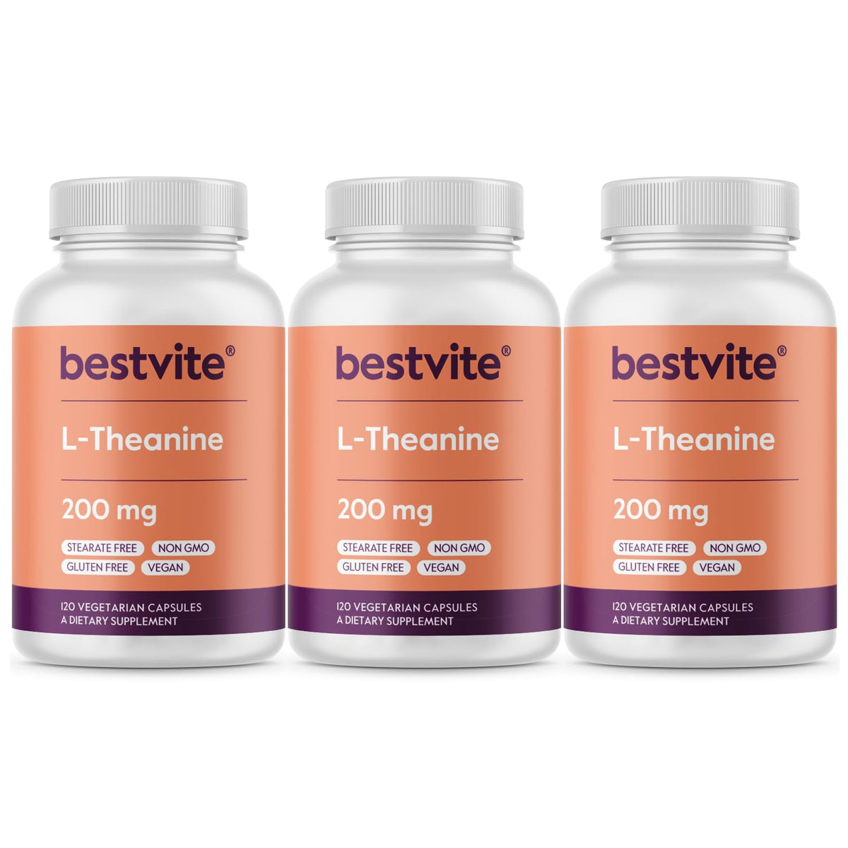 BESTVITE L-Theanine 200mg 360 capsules végétariennes vue de face