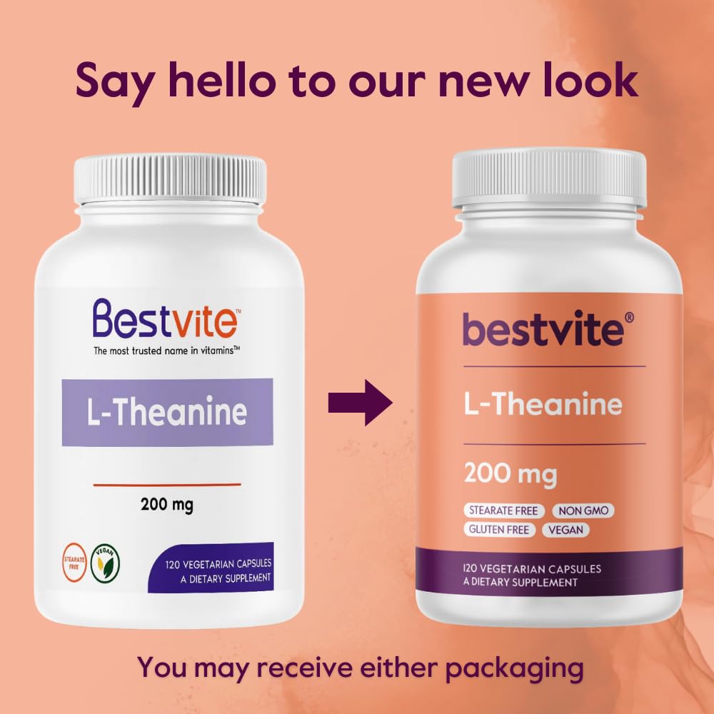 BESTVITE L-Theanine 200mg capsules avec des ingrédients