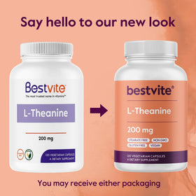 BESTVITE L-Theanine 200mg capsules avec des ingrédients