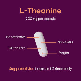 BESTVITE L-Theanine 200mg capsules avec un verre d'eau