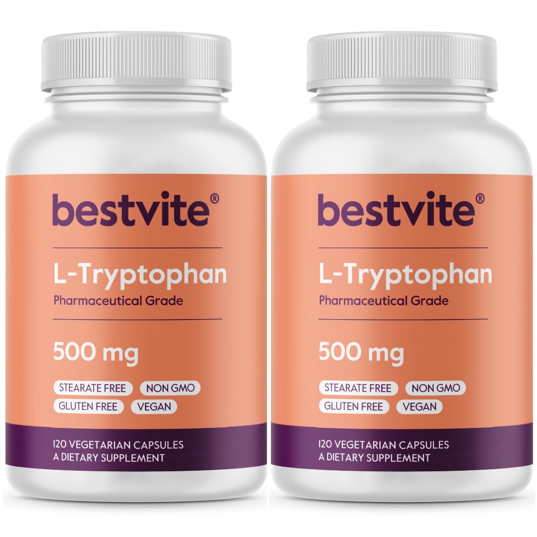 BESTVITE L-Tryptophan 500 mg 240 capsules végétariennes, emballage avant