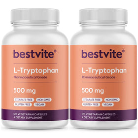 BESTVITE L-Tryptophan 500 mg 240 capsules végétariennes, emballage avant