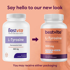BESTVITE L-Tyrosine 500mg 240 capsules en gros plan