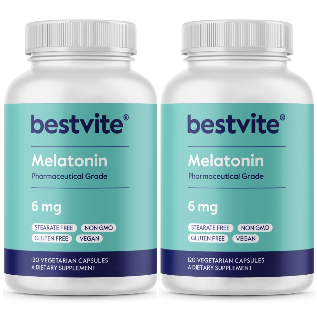 BESTVITE Melatonin 6mg 240 capsules végétariennes, vue de face