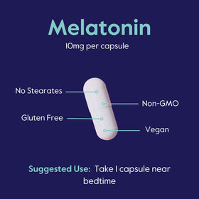 BESTVITE Mélatonine 10 mg capsules végétales sur une table