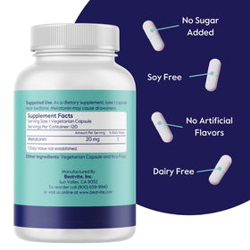 BESTVITE Mélatonine capsules végétariennes sur une table