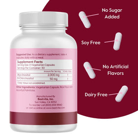 BESTVITE Myo & D-Chiro Inositol capsules sur un fond neutre