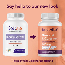 BESTVITE N-Acetyl L-Cysteine 600mg capsules avec des ingrédients naturels