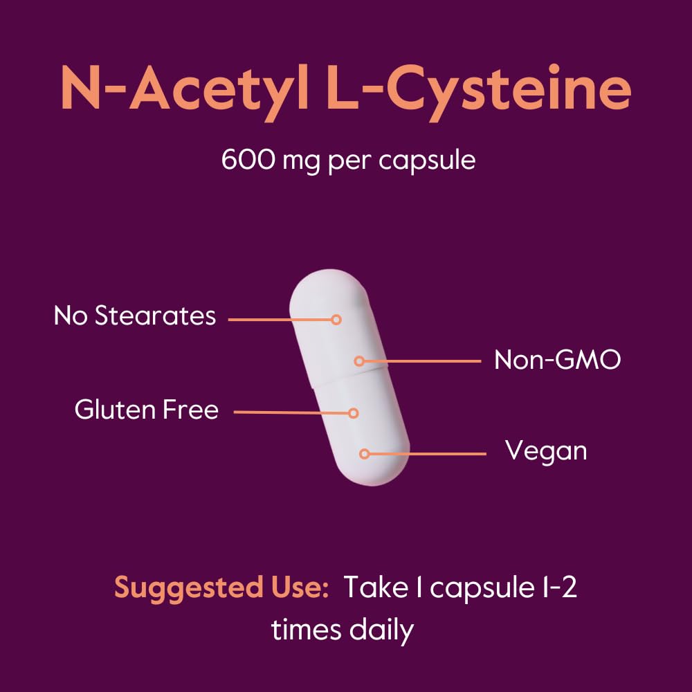 BESTVITE N-Acetyl L-Cysteine 600mg capsules sur une table