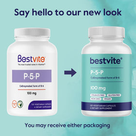 BESTVITE P-5-P 100mg product being held in hand